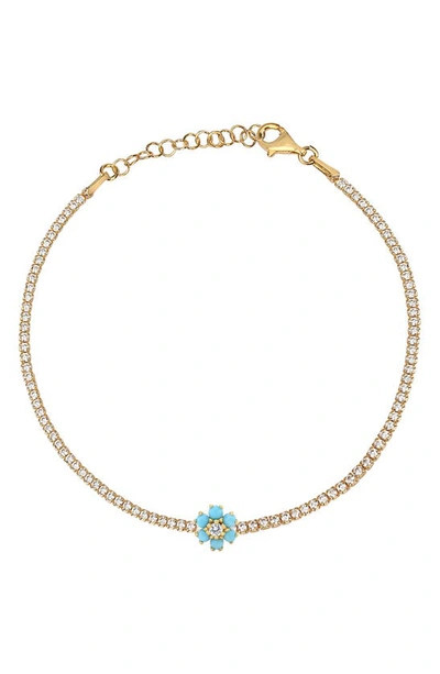 Gabi Rielle 14k Gold Vermeil Flower Crystal Tennis Bracelet In Gold
