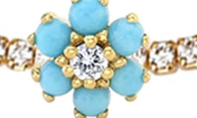 Gabi Rielle 14k Gold Vermeil Flower Crystal Tennis Bracelet In Gold