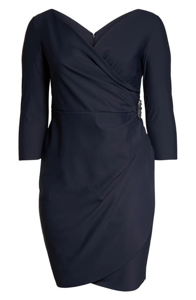 Shop Alex Evenings Embellished Ruched Sheath Cocktail Dress In Charcoal