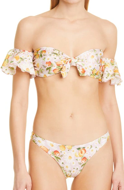 Farm Rio Tangerine Dream Flutter Sleeve Bikini Top In Pink | ModeSens