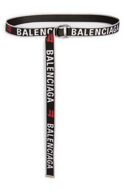 Shop Balenciaga Logo D-ring Belt In Bal Grey Carmin Red