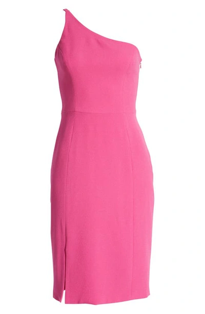 Shop Dress The Population Alexandra One-shoulder Cocktail Dress In Bright Fuchsia