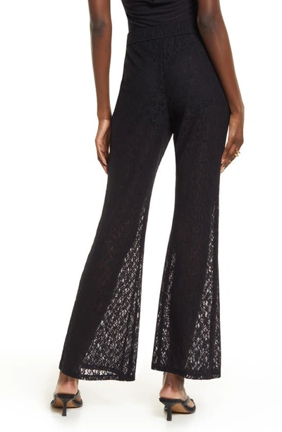 Open Edit Lace Semisheer Wide Leg Pants In Black