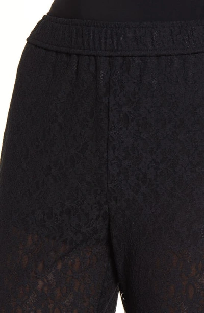 Open Edit Lace Semisheer Wide Leg Pants In Black