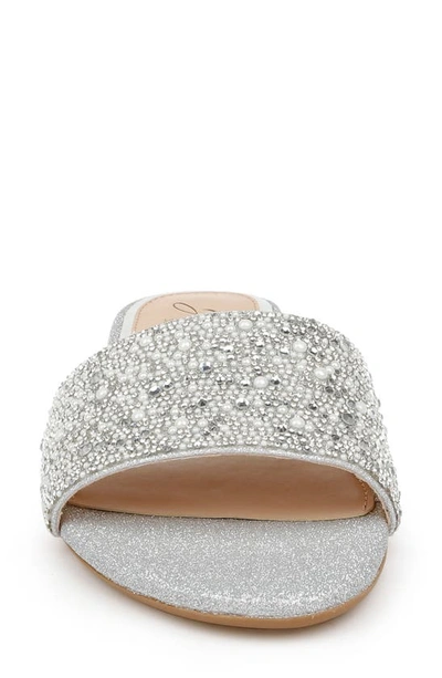 Shop Jewel Badgley Mischka Delaney Slide Sandal In Silver Glitter