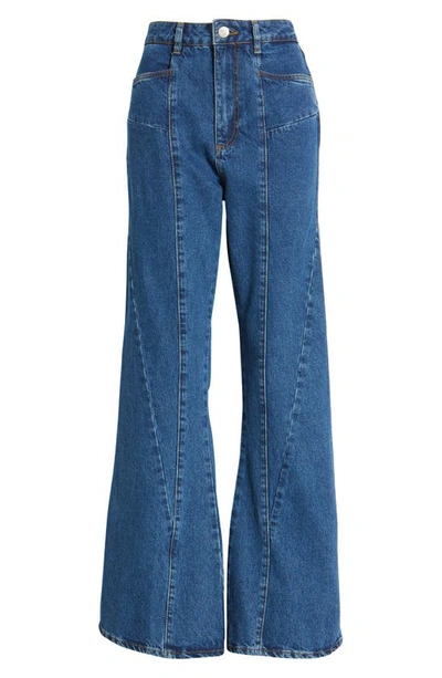 Shop Amendi Joni Wide Leg Jeans In Mid Blue