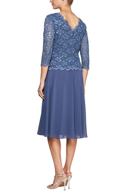 Alex Evenings Mock Two-piece Cocktail Dress In Wedgewood