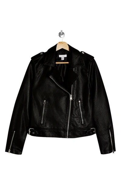 Shop Topshop Brandy Faux Leather Moto Jacket In Black