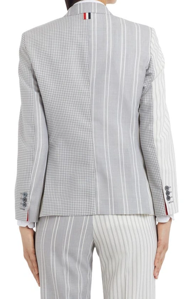 Shop Thom Browne Mixed Print Wool Hopsack Classic Blazer In Med Grey