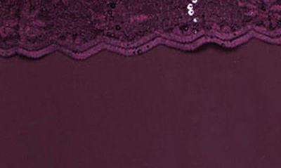 Alex Evenings Plus Sequined Scalloped Edge Lace Top Gown In Deep Plum
