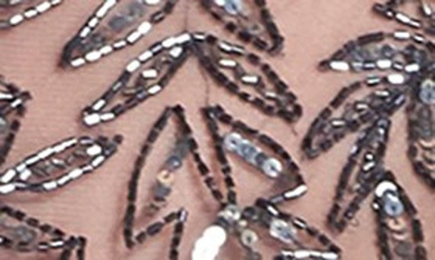 Pisarro Nights Beaded Mesh Mock Two-piece Gown In Slate