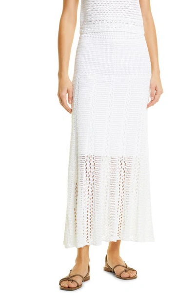 Shop Vince Organic Cotton Crochet Skirt In Optic White