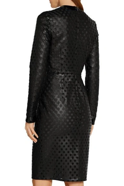 Shop Tom Ford Laser-cut Leather And Silk-organza Dress