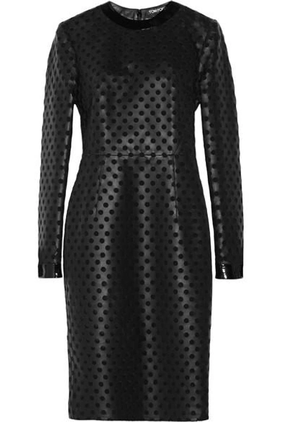 Shop Tom Ford Laser-cut Leather And Silk-organza Dress