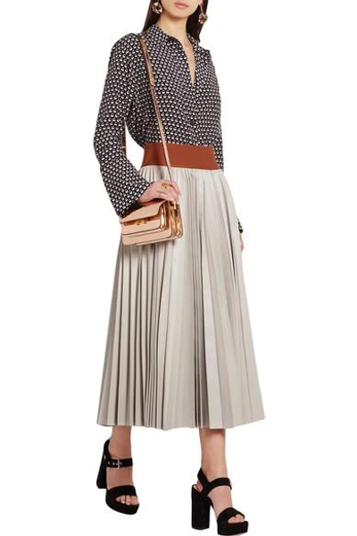 Shop Marni Plissé-leather Skirt