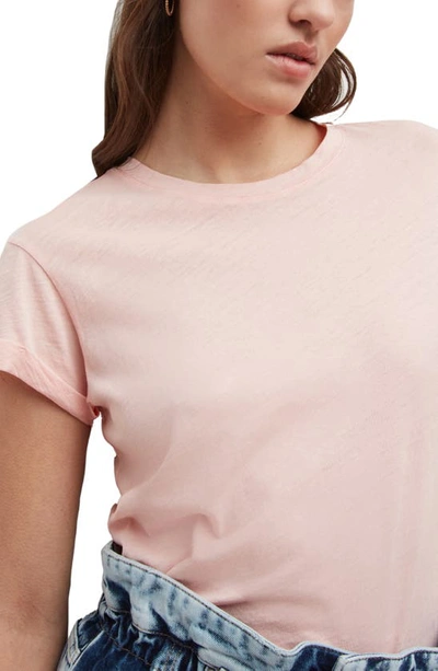 Shop Allsaints Anna Cuff Sleeve Cotton T-shirt In Rose Pink