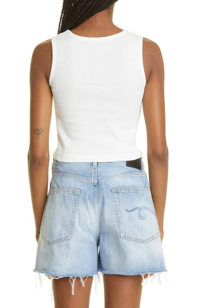 R13 Distressed Knit Cropped Tank Top In Ecru