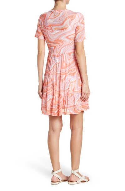 Love By Design Cate Floral Print Tiered T-shirt Dress In Marble Trouble