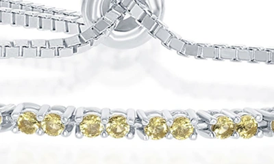 Simona Sterling Silver Citrine Cz Bolo Bracelet In Silver