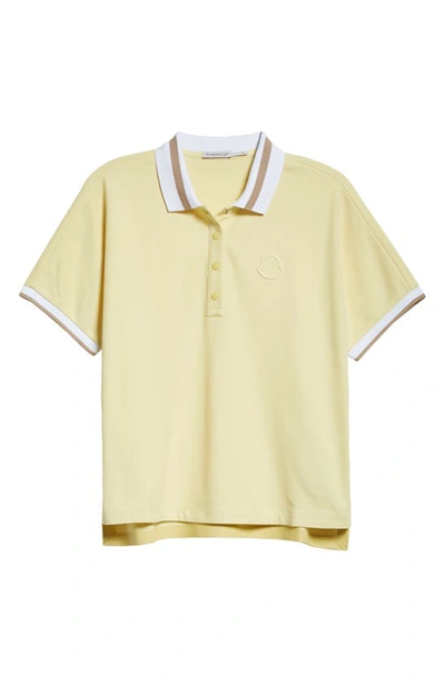 Shop Moncler Tipped Cotton Piqué Polo In 113 Yellow