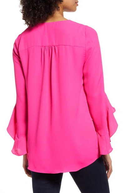 Shop Vince Camuto Flutter Sleeve Tunic In Hot Pink