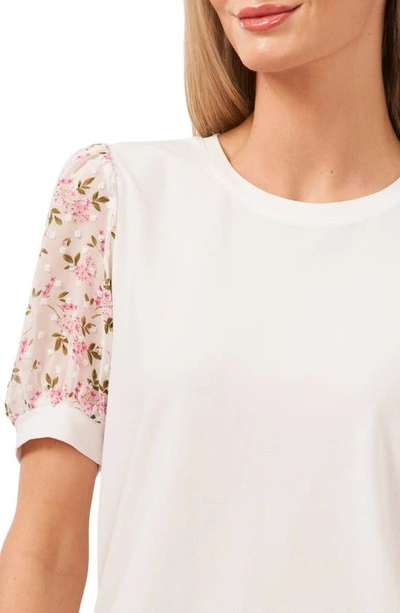 Shop Cece Embroidered Puff Sleeve Top In New Ivory