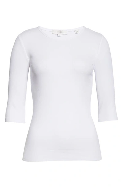 Shop Vince Elbow Sleeve Rib Top In Optic White