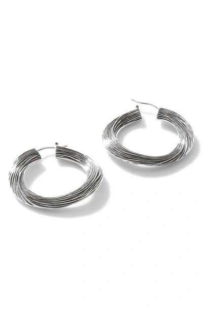 John Hardy Bamboo Striated Hoop Earrings In Silver