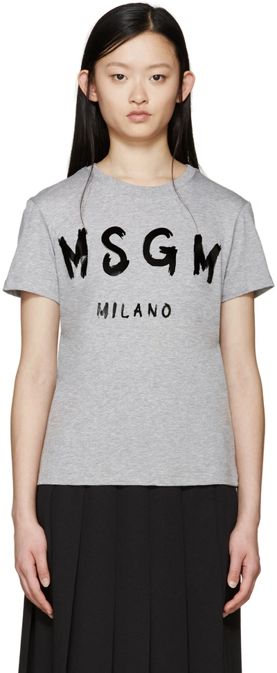 Msgm Grey Milano Logo T-shirt