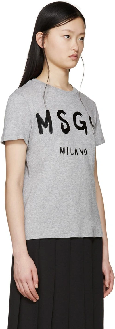 Shop Msgm Grey Logo T-shirt