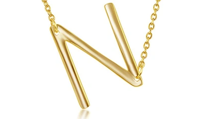 Simona Gold Plated Sterling Silver Sideways Initial Necklace In Gold - N