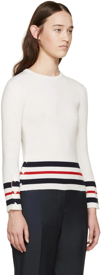 Shop Thom Browne Tricolor Cashmere Striped Sweater