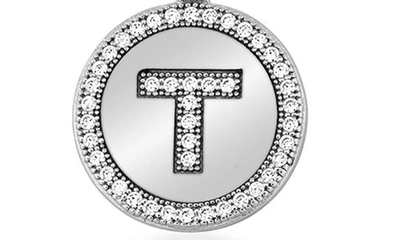 Shop Simona Sterling Silver & Cubic Zirconia Micro Pavé Circle Initial Pendant Necklace In Silver-t