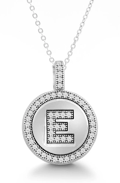 Simona Sterling Silver & Cubic Zirconia Micro Pavé Circle Initial Pendant Necklace In Silver-e
