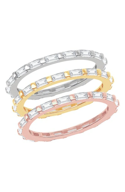 Shop Simona Sterling Silver & Baguette Cz Tri-color Ring
