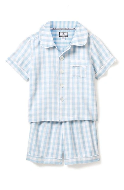 Shop Petite Plume Gingham Check Short Two-piece Pajamas In Blue