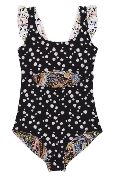 Maaji Kids' Opal Vanilla Reversible One-piece Swimsuit In Black | ModeSens