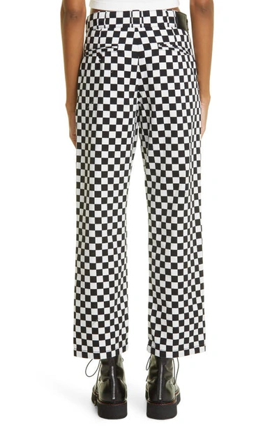 Shop R13 Slouch Crop Straight Leg Cotton Pants In Black/ White Checker