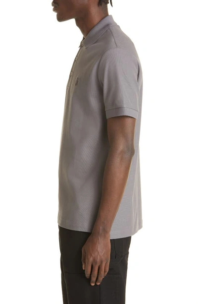 Shop Burberry Eddie Piqué Polo In Seal Grey