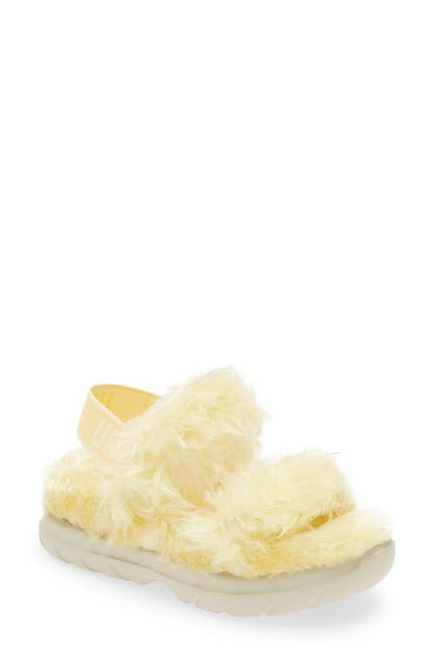 Shop Ugg Fluff Sugar Faux Fur Sandal In Yellow