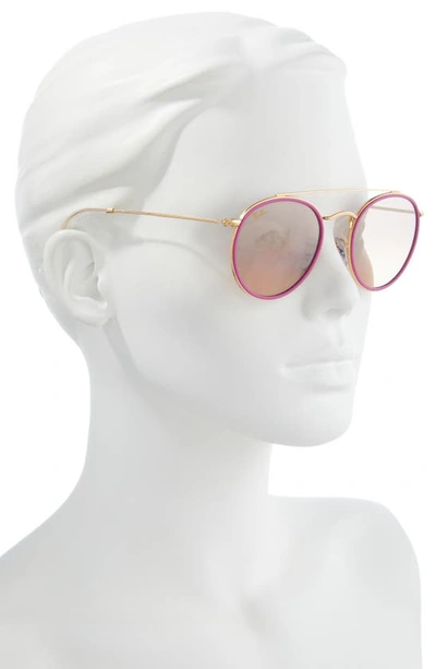 Shop Ray Ban 51mm Round Sunglasses In Legend Gold / Pink Mirror