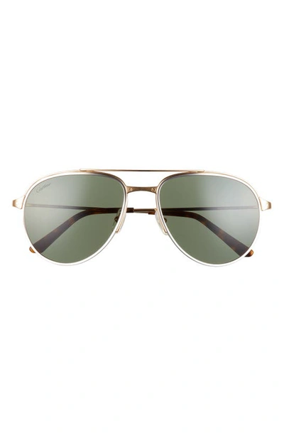 Shop Cartier 58mm Polarized Aviator Sunglasses In Gold