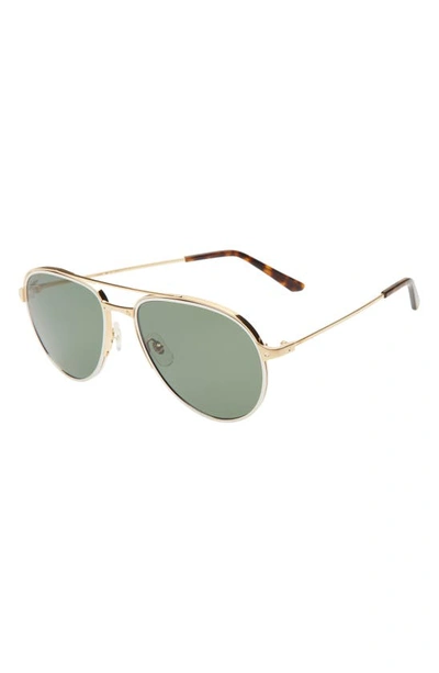 Shop Cartier 58mm Polarized Aviator Sunglasses In Gold