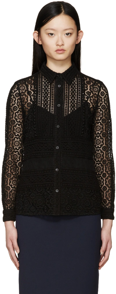 Burberry Floral Guipure Lace Blouse In Black