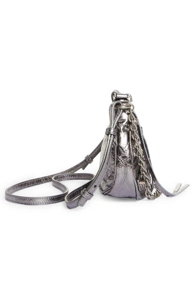 Shop Balenciaga Mini Le Cagole Leather Crossbody In Silver