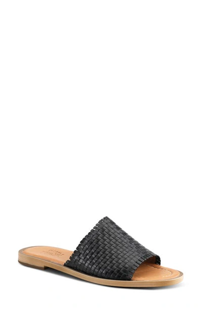 Spring Step Ginosa Womens Leather Woven Slide Sandals In Black