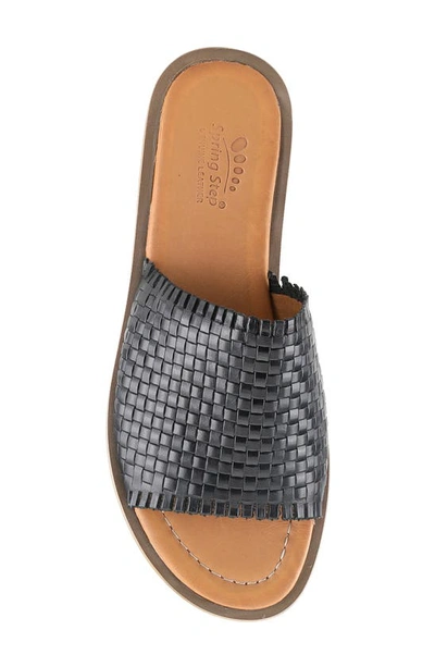 Spring Step Ginosa Womens Leather Woven Slide Sandals In Black