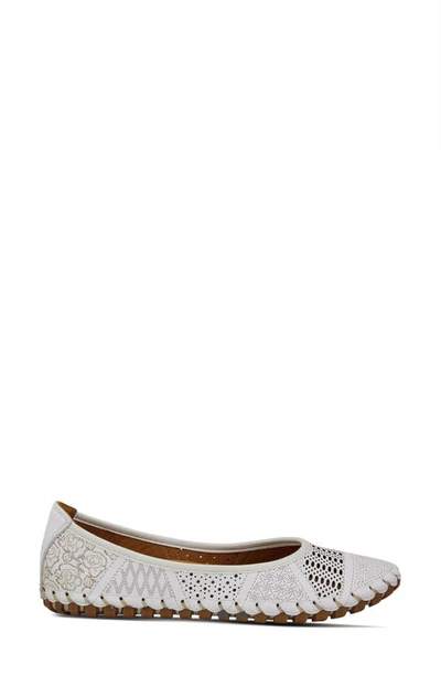 Shop Spring Step Kenyetta Cutout Leather Ballet Flat In White