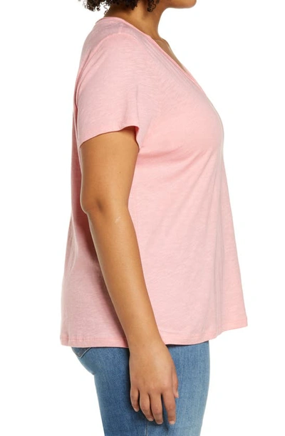 Shop Caslon Short Sleeve V-neck T-shirt In Pink Flamingo