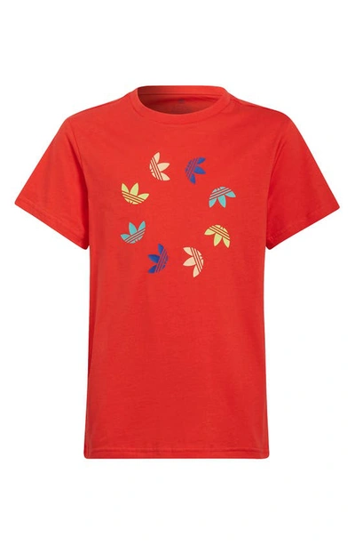 Shop Adidas Originals Kids' Trefoil Wreath Graphic Tee In Vivid Red
